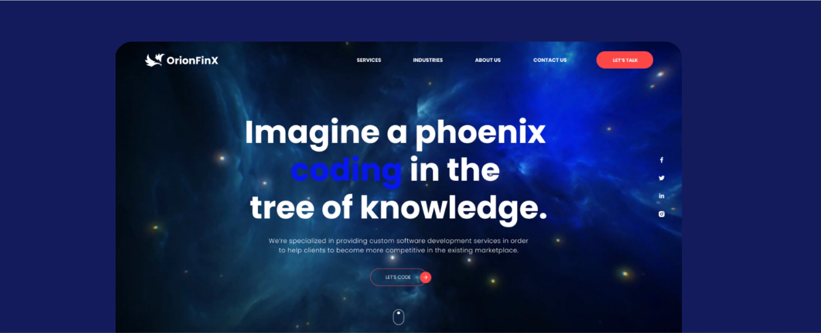 OrionFinX Website Homepage